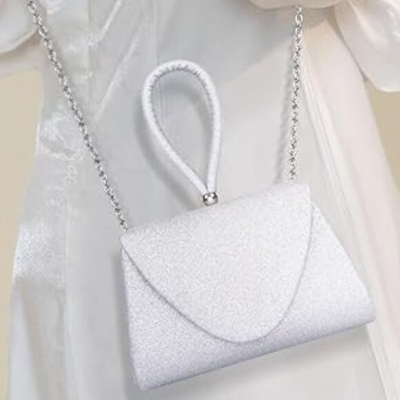 Neiman Marcus Glitter Sequin Evening Top-Handle Purse - Picture 2 of 6